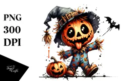 Funny Silly Scarecrow in Pajamas PNG Product Image 1