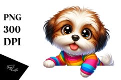 Cartoon Havanese Leaning Against Wall Clipart Product Image 1