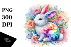 Watercolor Colorful Pastel Bunny Made of Diamonds PNG Product Image 1