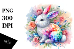 Watercolor Colorful Pastel Bunny Made of Diamonds PNG Product Image 1