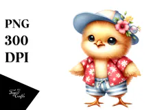 Cute Baby Chicken with Summer Clothes, PNG Product Image 1