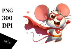 Cute Mouse with Superhero Cape, Soft Drop Shadow PNG Product Image 1