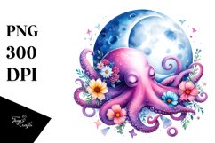 Vibrant Moonlight Octopus Clipart Product Image 4