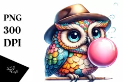 Friend Owl Chewing Gum Fun| Clipart Product Image 1