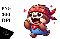 Excited Cartoon Sloth PNG Product Image 1