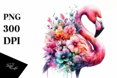 Artistic Flamingo Half Flowers| Sublimation | Clipart Product Image 3