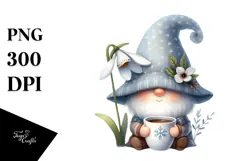 Cute Gnome with Snowdrop, Transparent PNG Product Image 1