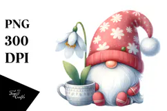 Cute Watercolor Gnome with Big Hat Product Image 1