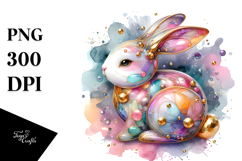 Watercolor Colorful Pastel Bunny Made of PNG Product Image 1