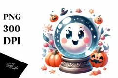 Retro Haloween Crystal Ball PNG Product Image 1