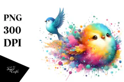 Colorful Bird Painting PNG Product Image 1