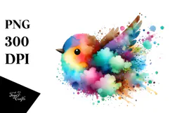 Colorful Bird Painting PNG Product Image 1