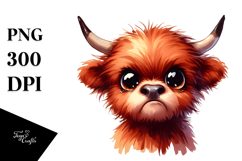 Funny Baby Face Highland Cow PNG Product Image 1
