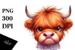 Funny Baby Face Highland Cow PNG Product Image 1