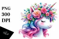 Unicorn with Floral Wreath PNG Product Image 3