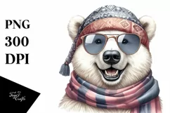 Funny Polar Bear in Scarf and Sunglasses Product Image 1