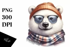Funny Polar Bear in Scarf and Sunglasses Product Image 3