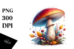 Glossy Mushroom Watercolor Splash PNG Product Image 1