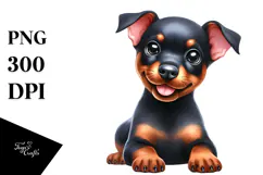 Happy Baby Doberman Pinscher PNG Product Image 1