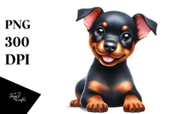 Watercolor Baby Doberman, High-Quality PNG Product Image 1