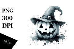 Funny Jack-o&#039;-Lantern Image in Watercolor PNG Product Image 1