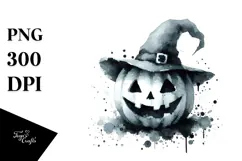 Funny Jack-o'-Lantern Image in Watercolor PNG Product Image 1