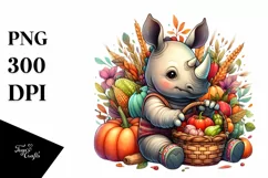 Quirky Baby Rhino with Autumn Vegetables Product Image 1