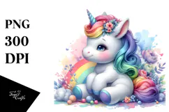Cute Baby Unicorn Sculpture | Sublimation | Clipart Product Image 1