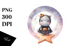 Cute Simple Halloween Hippo PNG Product Image 1