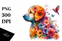 Abstract Puppy Watercolor Flowers| Sublimation | Clipart Product Image 3