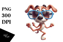 Silly Cartoon Dog with Oversized Sunglasses, PNG Product Image 1