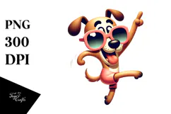 Silly Cartoon Dog with Oversized Sunglasses, PNG Product Image 1