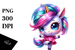 Dancing Baby Unicorn with Cool Hair, PNG Product Image 1