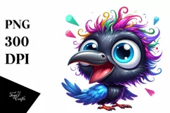 a Cute Colorful Baby Raven | Clipart Product Image 3