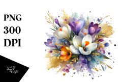 bouquet of Crocus with Gold Foil Splashes | Clipart Product Image 3