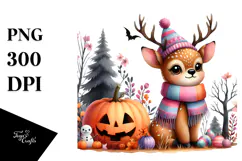 Adorable Baby Elk Halloween Drawing | Sublimation | Clipart Product Image 1