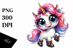Expressive Funny Smiling Unicorn Big Eyes Clipart Product Image 3
