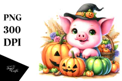 Cute Baby Pig, Watercolor PNG Product Image 1