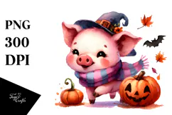 Cute Baby Pig, Watercolor PNG Product Image 1