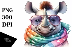 Funny Rhino in Scarf and Sunglasses Product Image 1