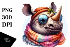 Funny Rhino in Scarf and Sunglasses Product Image 1