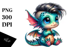 Watercolor Baby Dragon PNG Product Image 1