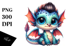Watercolor Baby Dragon PNG Product Image 1