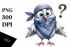Confused Funny Dove Bandana Clipart Product Image 3