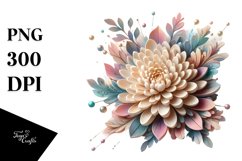 Pastel Wooden Chrysanthemum | Sublimation | Clipart Product Image 1