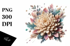 Pastel Wooden Chrysanthemum | Sublimation | Clipart Product Image 1