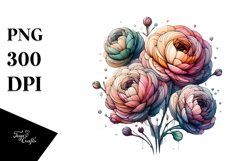 Stained Ranunculus Watercolor| Sublimation | Clipart Product Image 1