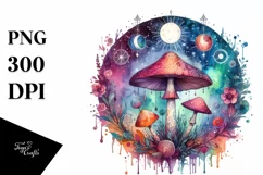 Vibrant Magical Mushroom Tarot PNG Product Image 1