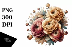 Wooden Stained Ranunculus Watercolor Splash | Sublimation | Product Image 3