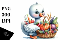 Quirky Baby Swan Carrying Autumn Vegetables Product Image 3